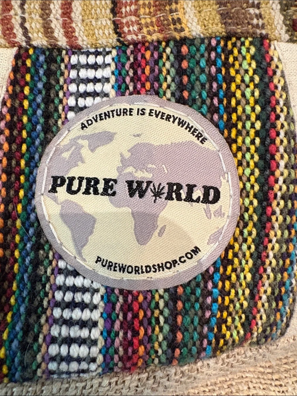 Pure World Natural Multi-Stripe Boho Backpack - Natural & Red Accents